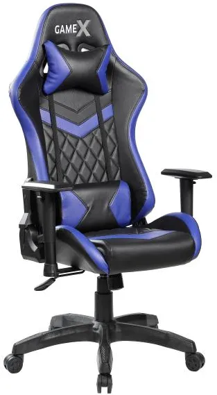 GameX GameX Lopez keinonahka musta/sininen 70x65x134cm