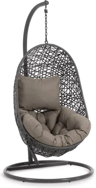 Florina, ulkokäyttöön tarkoitettu riipputuoli, harmaa, rottinki