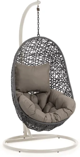 Florina, ulkokäyttöön tarkoitettu riippuva tuoli, harmaa/valkoinen, rottinki