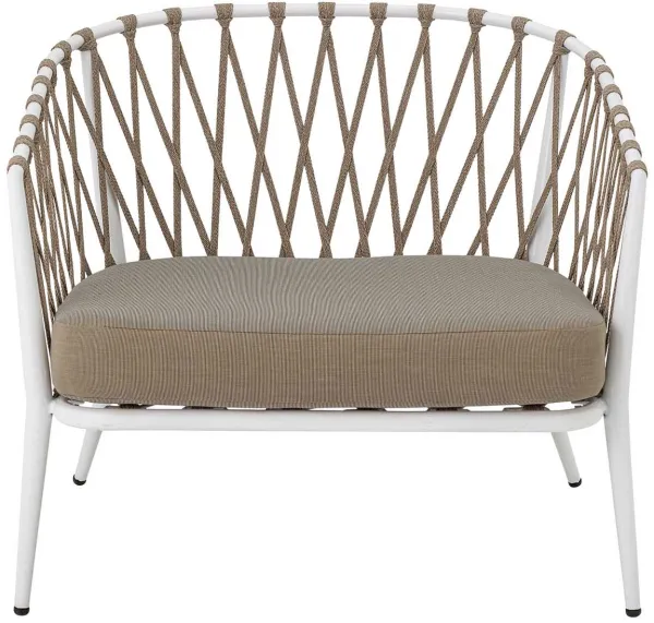 CREATIVE COLLECTION Cia lounge-tuoli puutarhaan, tyynyllä - polyesteriä ja valkoista metallia