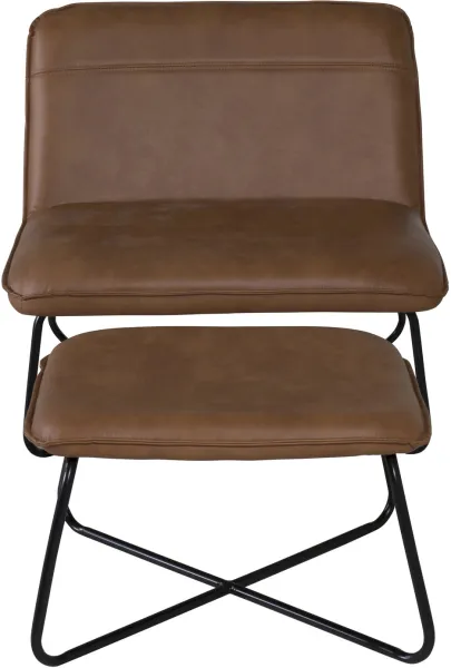 VENTURE DESIGN X-lepotuoli jalkajakkaralla - ruskea PU ja musta rauta