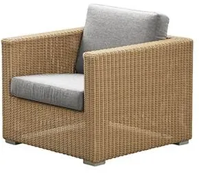 Cane-Line Chester -lounge-tuoli, Natural, vaaleanharmaa tyyny
