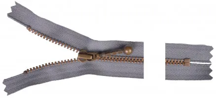 YKK Vetoketju Antiikkimessinki 15cm 4mm Harmaa