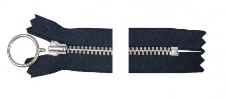 YKK Vetoketju Alumiini Kiinteä s/Rengas 35cm 4mm Merensininen