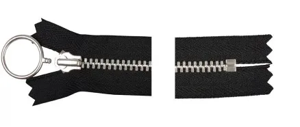 YKK Vetoketju Alumiini Kiinteä s/Rengas 25cm 4mm Musta