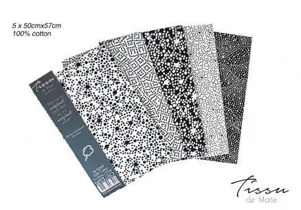 Tissu de Marie Fat Quarter Onyx 50x57cm - 5 kpl