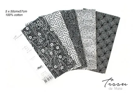 Tissu de Marie Fat Quarter Neutraali Kukka 50x57cm - 5 kpl