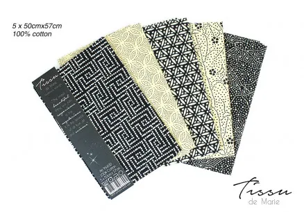 Tissu de Marie Fat Quarter Midnight 50x57cm - 5 kpl