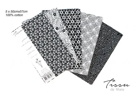 Tissu de Marie Fat Quarter Neutral Perle 50x57cm - 5 kpl