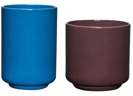 Hübsch Deux Ruukku Setti 2 kpl Punaruskea/Sininen