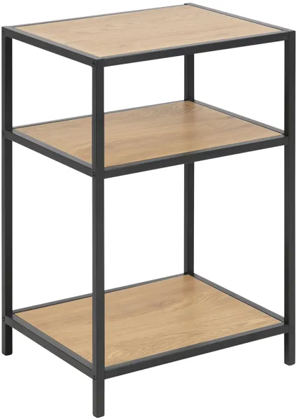 ACT NORDIC Seaford yöpöytä - luonnollinen/musta paperi villi tammi/metalli, 2 hyllyllä