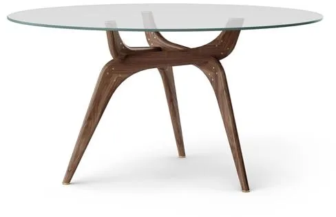 Brdr. Krüger TRIIIO Ruokapöytä Ø135 Öljytty pähkinä/Kirkas lasi