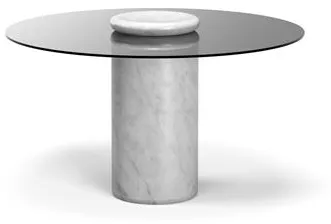 Karakter Castore Ruokapöytä Ø130 Valkoinen Carrara Marmori/Savulasi